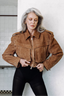 JOIE cropped bomber jacket in mocha mousse suede