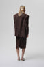 AMITIE suede blazer in chocolate brown
