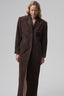 AMOUR straight coat in suede chocolate brown