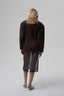 COURAGE fitted suede jacket in chocolate brown