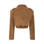 JOIE cropped bomber jacket in mocha mousse suede