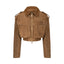 JOIE cropped bomber jacket in mocha mousse suede