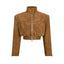 TRANQUILLITE cropped bomber jacket in light brown suede