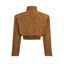 TRANQUILLITE cropped bomber jacket in light brown suede