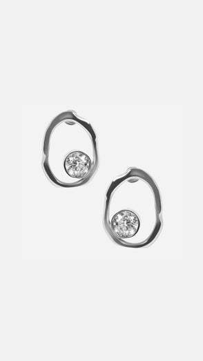 Alesia Strass Argent Earrings