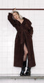 SENSUALITÉ full lenght suede belted coat in dark brown