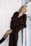 SENSUALITÉ full lenght suede belted coat in dark brown