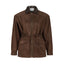 COURAGE fitted suede jacket in chocolate brown