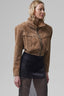 TRANQUILLITE cropped bomber jacket in light brown suede
