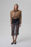 TRANQUILLITE cropped bomber jacket in light brown suede