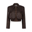 JOIE cropped bomber jacket in brown leather