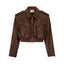 JOIE cropped bomber jacket in chocolate brown suede