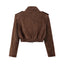 JOIE cropped bomber jacket in chocolate brown suede