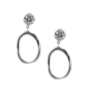 Alesia Strass Allongé Argent Earrings