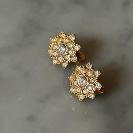 Vintage Zircon Flower Clips