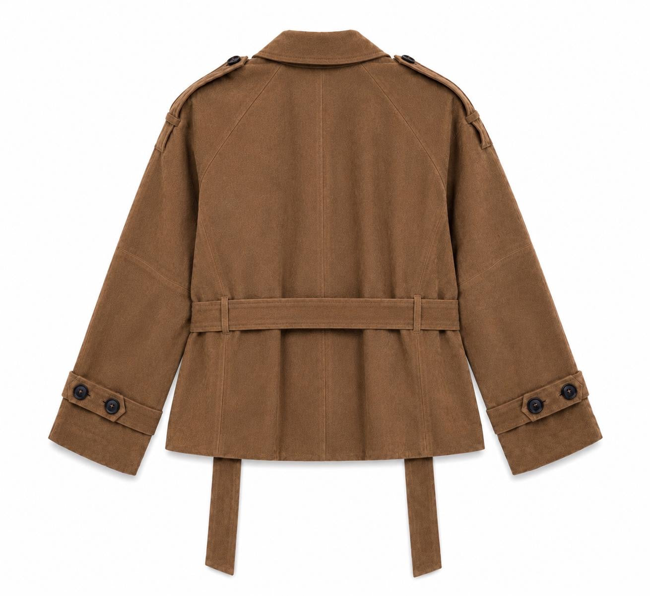 FIERE short belted coat in caramel suede