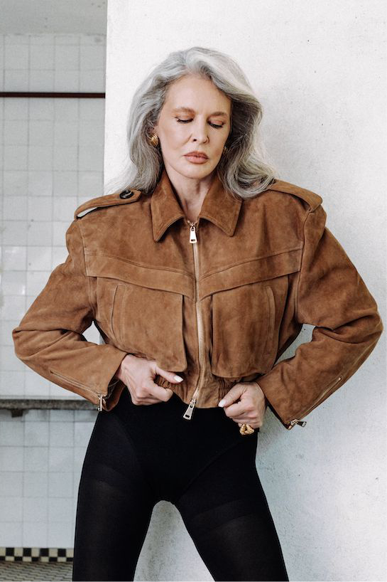 JOIE cropped bomber jacket in mocha mousse suede