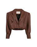ENVIE retro it girl jacket in cognac brown leather