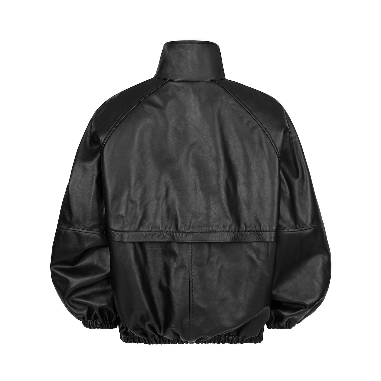 CALME oversized bomber jacket with collar in black leather