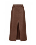 SIMPLICITÈ retro it girl skirt in cognac brown