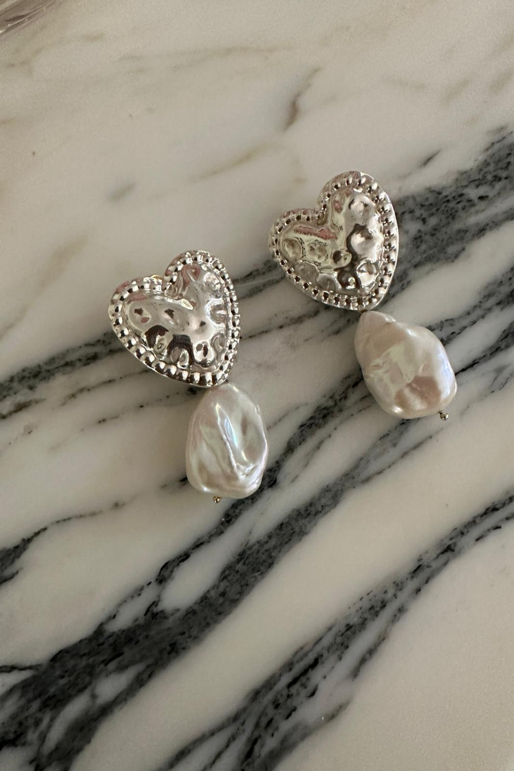 Kolczyki Notre Dame Coeur #2 Argent Petit Perle