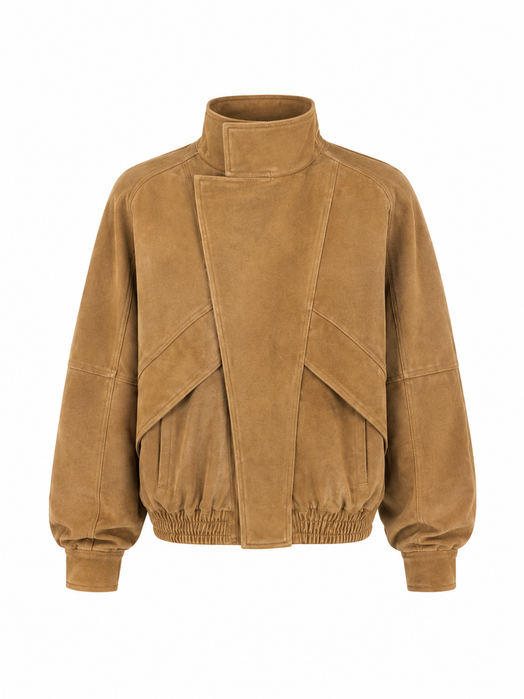 DÉVOUEMENT bomber jacket with collar in beige suede