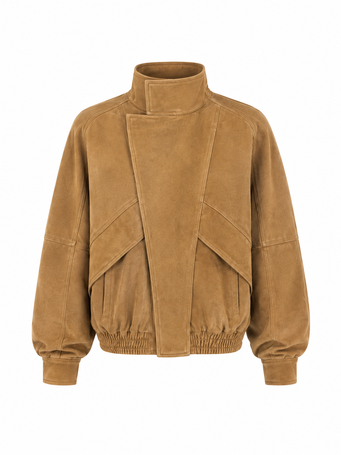 DÉVOUEMENT bomber jacket with collar in beige suede