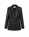 PLENITUDE waisted blazer in black leather