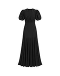 DELICATESSE puff sleeve maxi dress in baby black silk