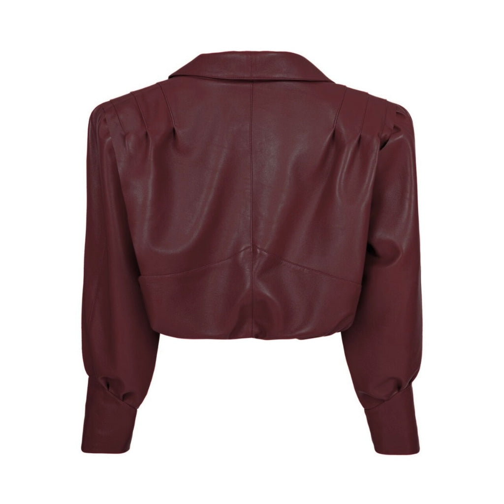 ENVIE retro it girl jacket in burgundy leather