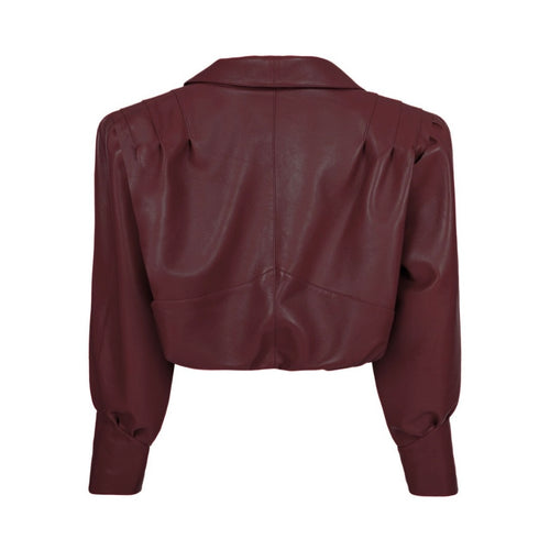 ENVIE retro It-Girl Jacke aus weinrotem Leder