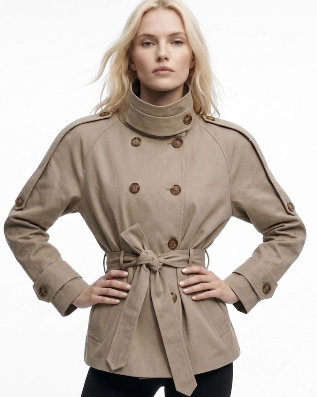 CONTENTE short trench coat with collar
