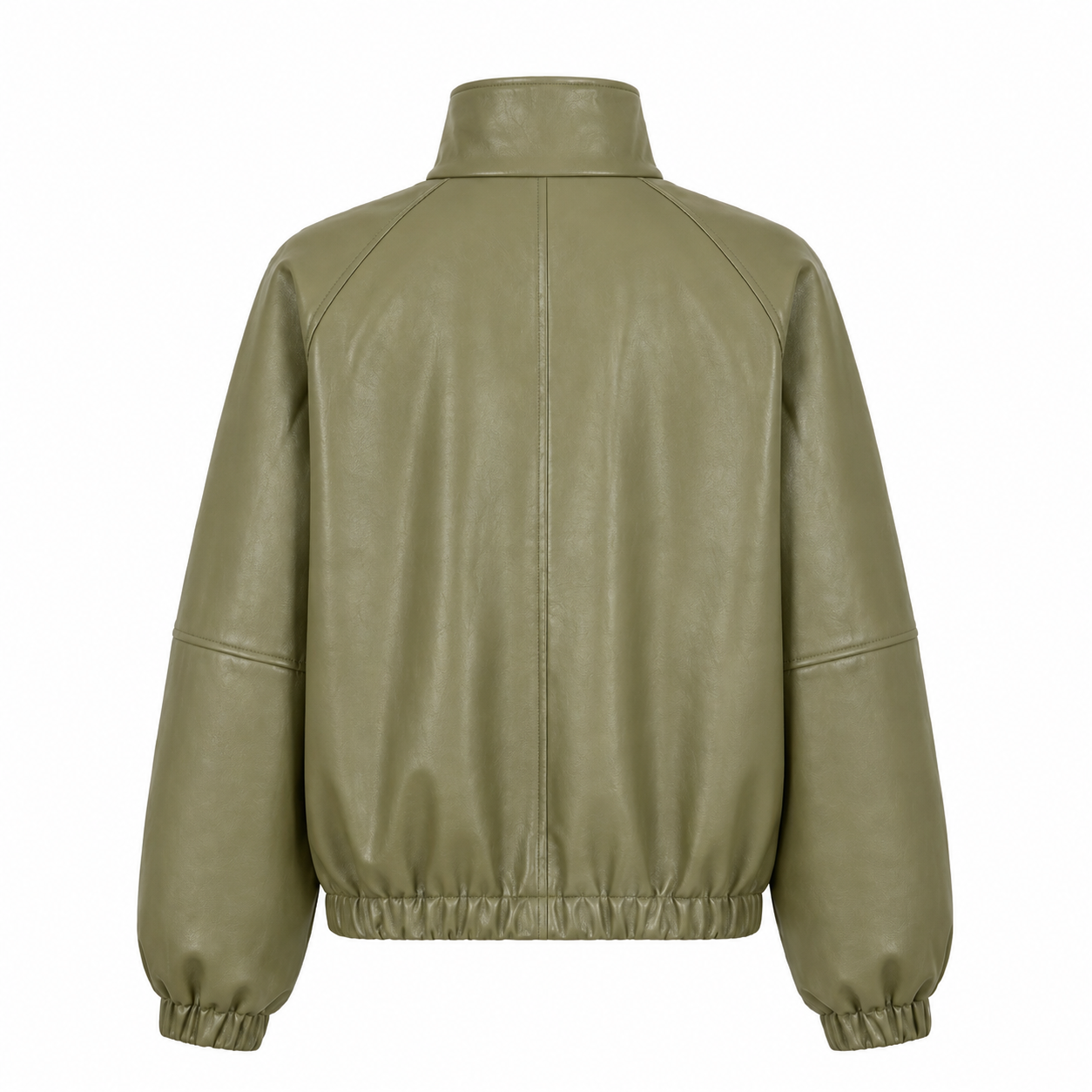 CALME SYMPLE Oversized-Bomberjacke mit Kragen aus Olivenleder