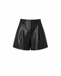 ADMIRATION shorts with hems in black leather