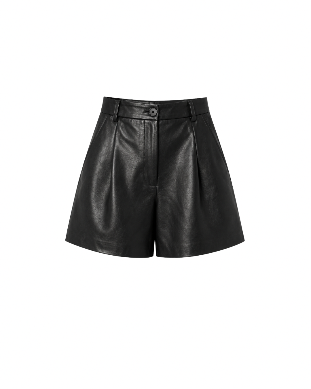 ADMIRATION shorts with hems in black leather