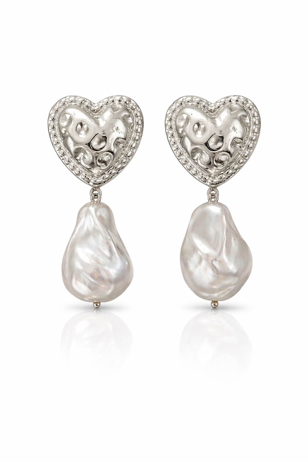 Kolczyki Notre Dame Coeur #2 Argent Petit Perle