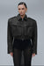 JOIE cropped bomber jacket in black leather