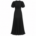 DELICATESSE puff sleeve maxi dress in black silk