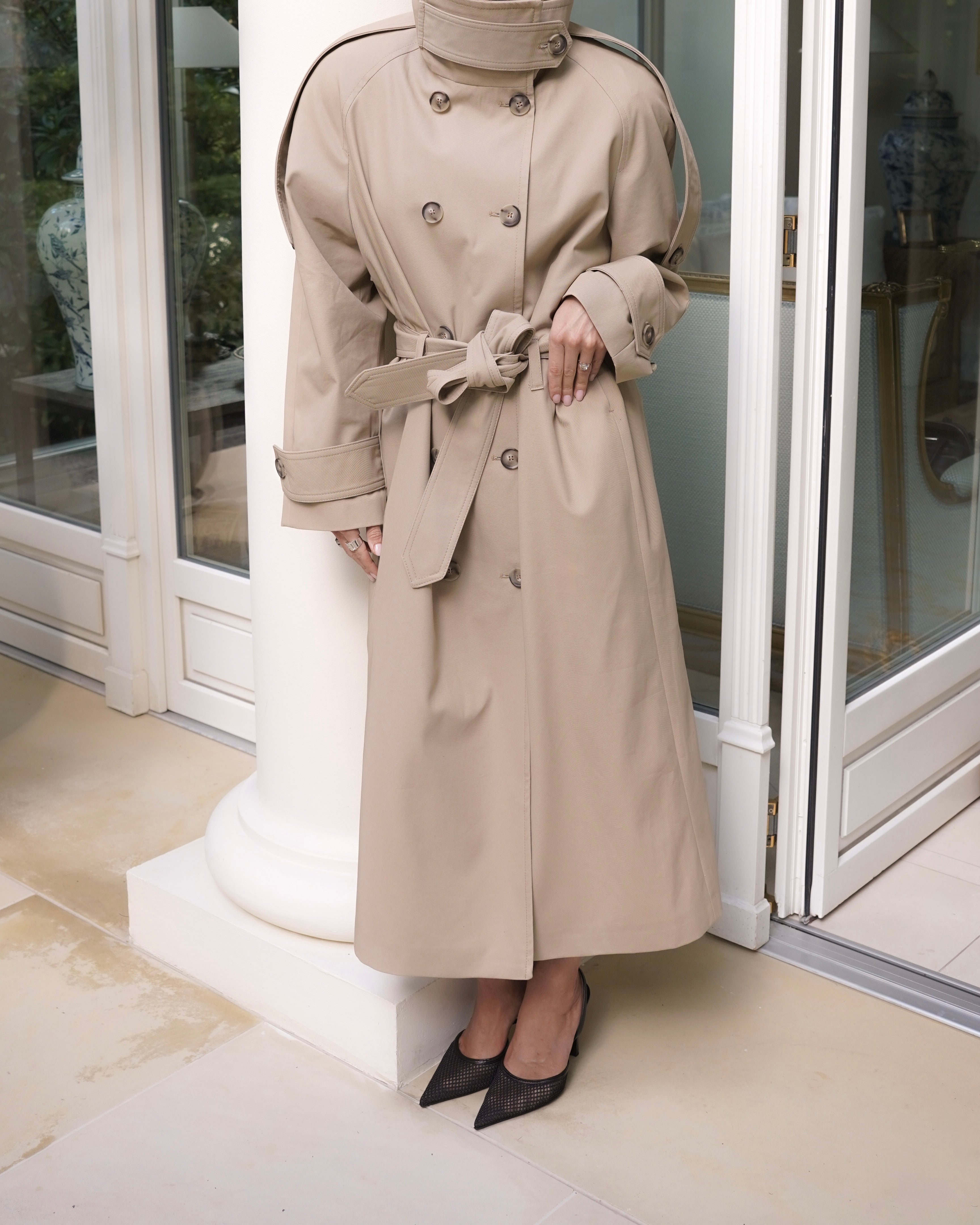 CONTENTE long trench coat with collar