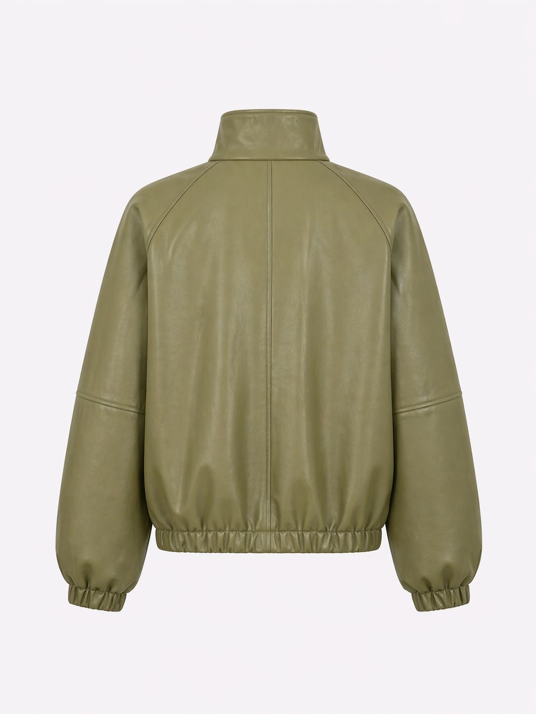 CALME SYMPLE oversized bomber jacket with collar in olive leather