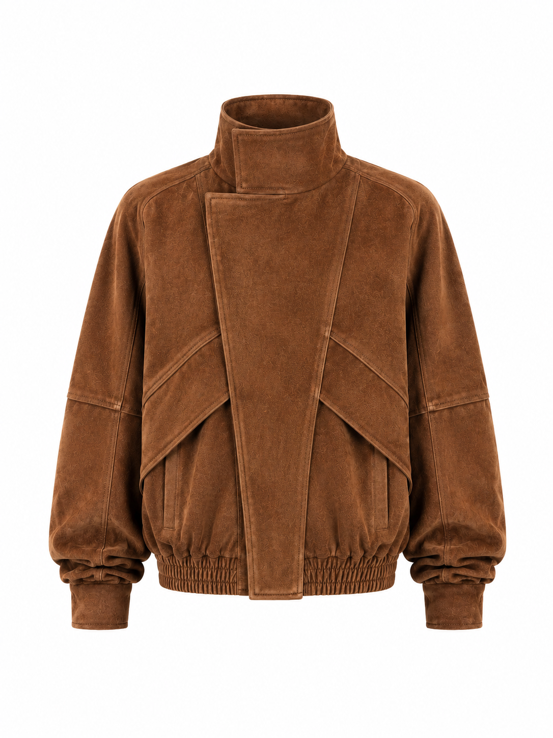 DÉVOUEMENT bomber jacket with collar in caramel suede
