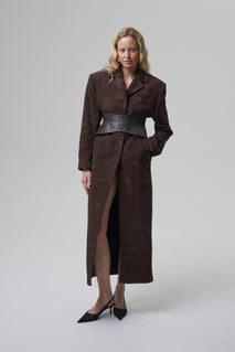 ADMIRATION leather belt in chocolate brown