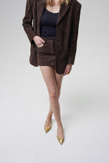 AMITIE mini suede skirt in chocolate brown