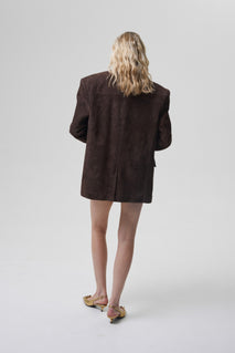 AMITIE suede blazer in chocolate brown