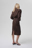 AMITIE midi suede skirt in chocolate brown