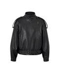 EUPHORIE waisted biker jacket in black leather