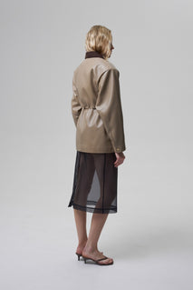 COURAGE fitted suede jacket in melted butter