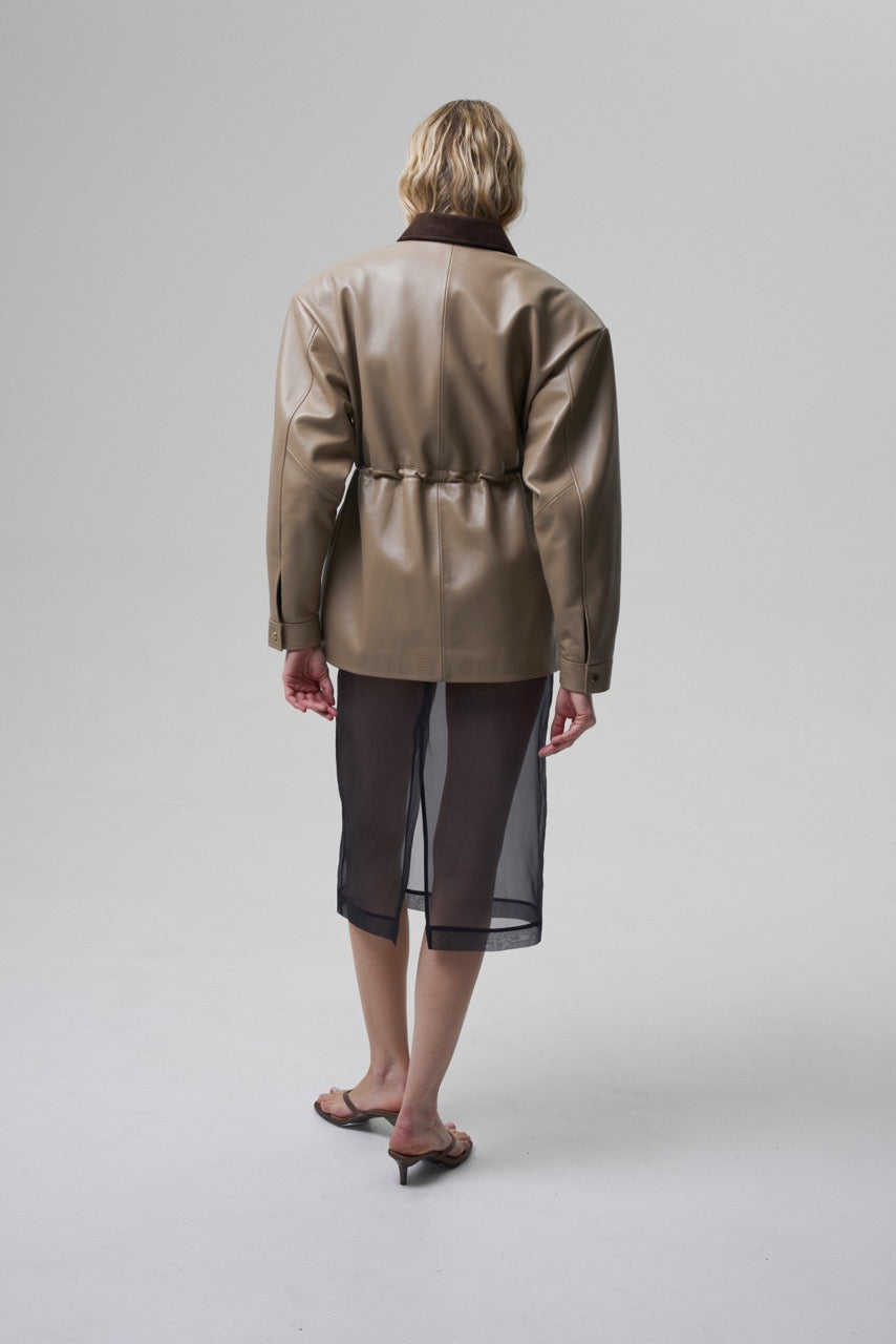 COURAGE fitted suede jacket in melted butter