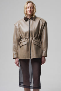 COURAGE fitted suede jacket in melted butter
