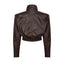 TRANQUILLITÉ cropped bomber jacket in dark chocolate leather